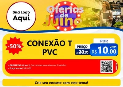 Modelo de Cartaz para Cartaz A4 Horizontal com o tema Ofertas de Julho para Tubos e conexões