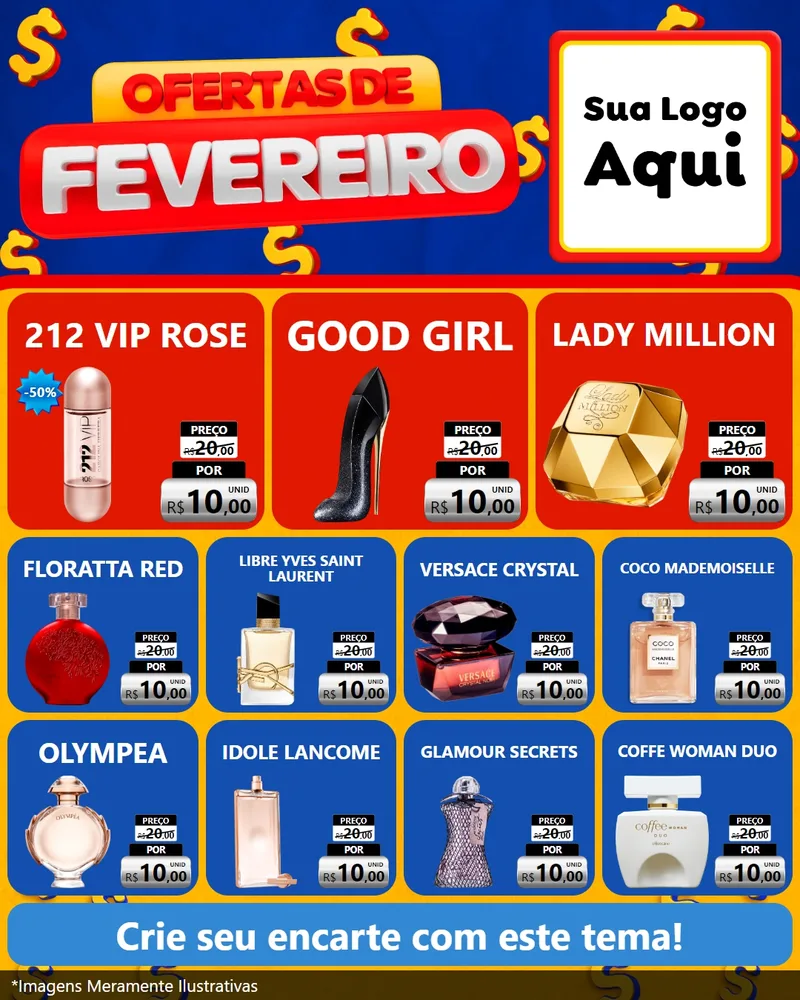 Modelo de Rede Social para Feed Instagram com o tema Ofertas de Fevereiro para Perfumes