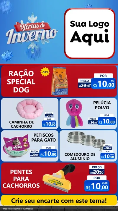 Modelo de TV para TV Vertical com o tema Ofertas de Inverno para Pet Shop