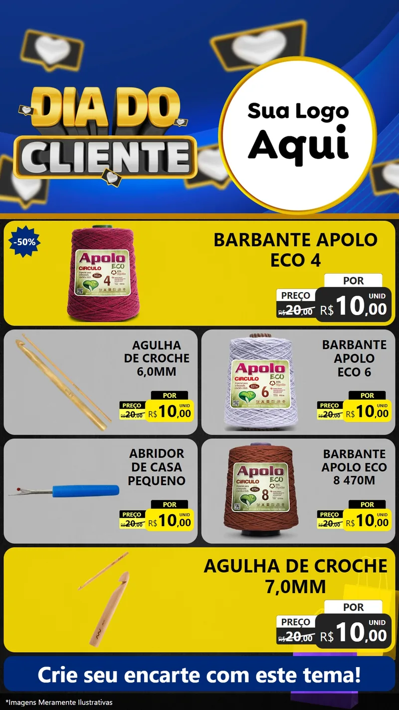 Modelo de TV para TV Vertical com o tema Dia Do Cliente para Armarinho e Aviamentos