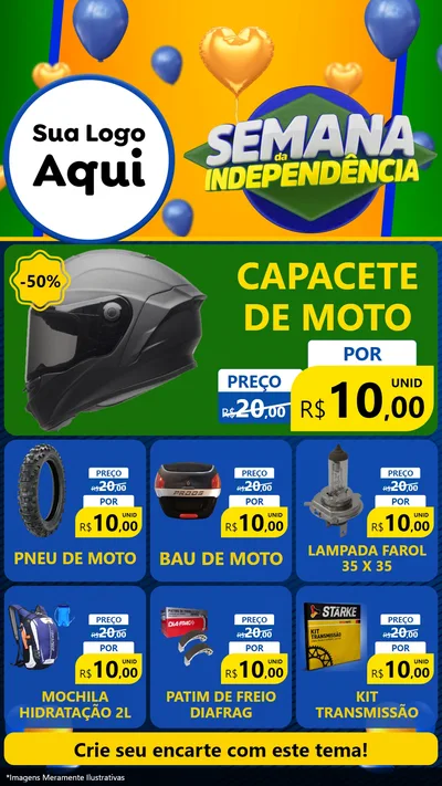 Modelo de Rede Social para Stories com o tema Semana da Independência para Moto peças