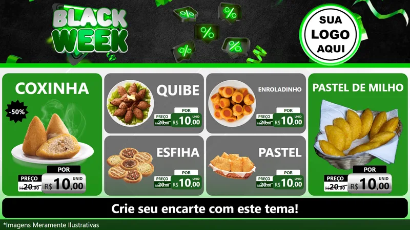 Modelo de TV para TV Horizontal com o tema Black Week para Salgadaria