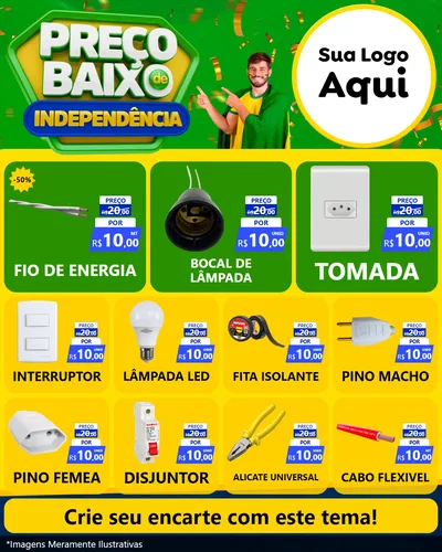 Modelo de Rede Social para Feed Instagram com o tema Preço Baixo de Independência para Materiais Elétricos
