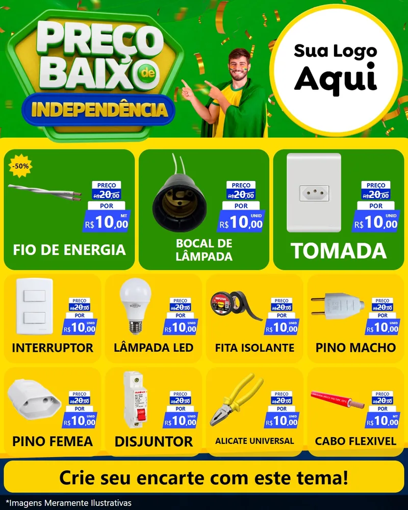 Modelo de Rede Social para Feed Instagram com o tema Preço Baixo de Independência para Materiais Elétricos