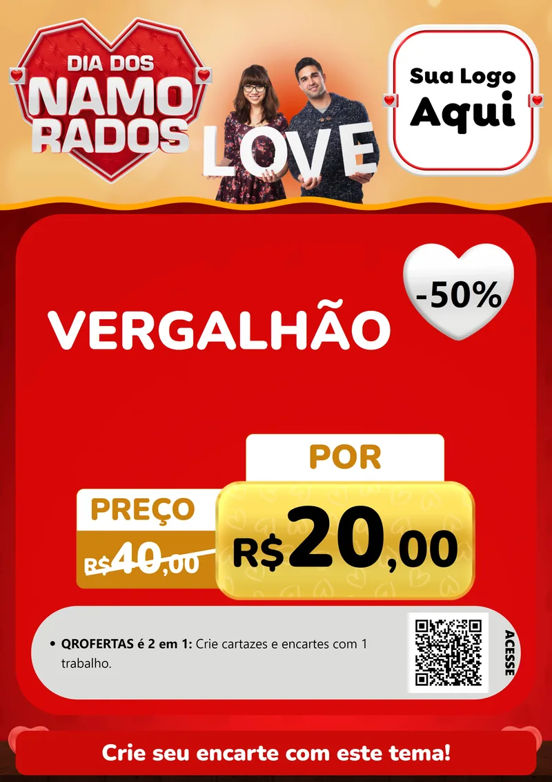 Modelo de Cartaz para Cartaz A4 Vertical com o tema Dia dos Namorados para Ferragens