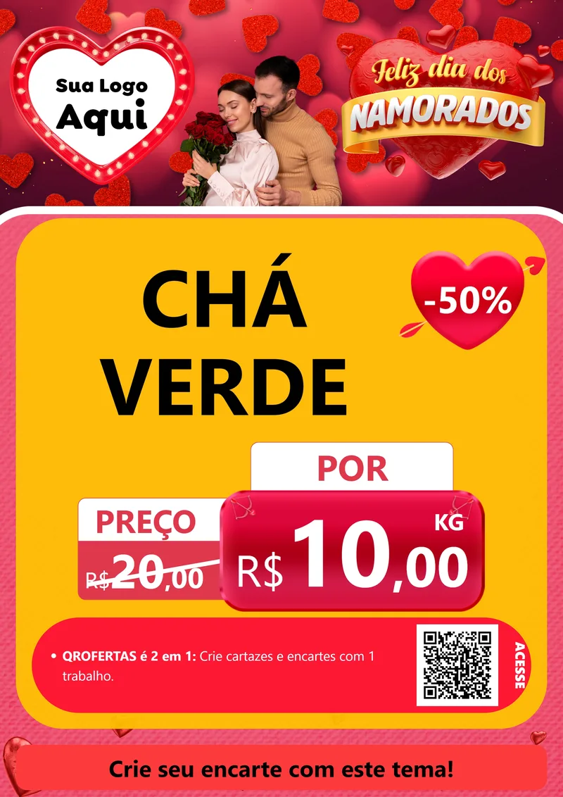 Modelo de Cartaz para Cartaz A4 Vertical com o tema Feliz Dia Dos Namorados para Produtos Naturais