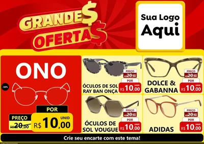 Modelo de Encarte para Encarte A4 Horizontal com o tema Grandes Ofertas para Óticas