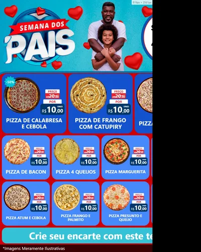 Modelo de Rede Social para Feed Instagram com o tema Semana Dos Pais para Pizzaria