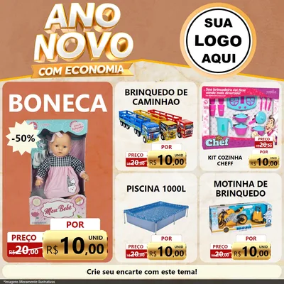 Modelo de Rede Social para Feed Facebook com o tema Ano Novo Com Economia para Brinquedos