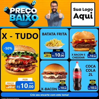 Modelo de Rede Social para Feed Facebook com o tema Preço Baixo para Hamburgueria