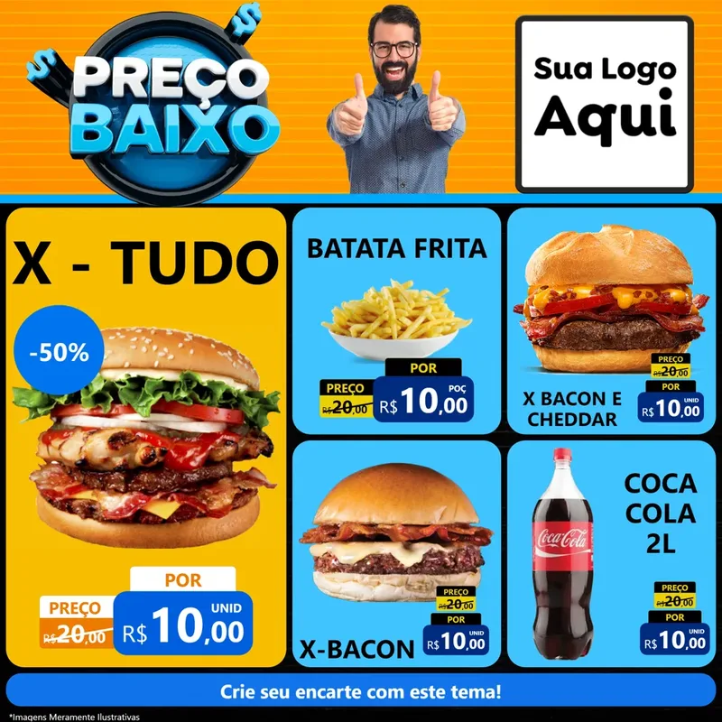Modelo de Rede Social para Feed Facebook com o tema Preço Baixo para Hamburgueria