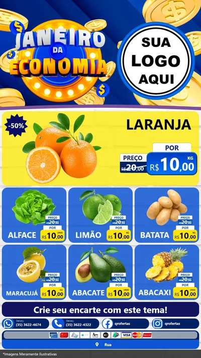 Modelo de Rede Social para Stories com o tema Janeiro da Economia para Hortifrúti