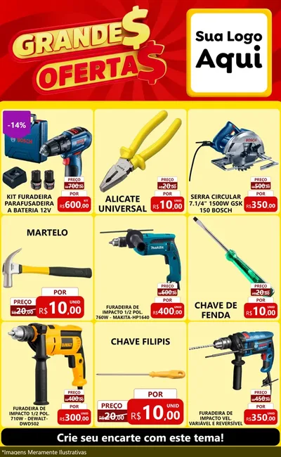 Modelo de Encarte para Encarte Grande com o tema Grandes Ofertas para Maquinas e Ferramentas