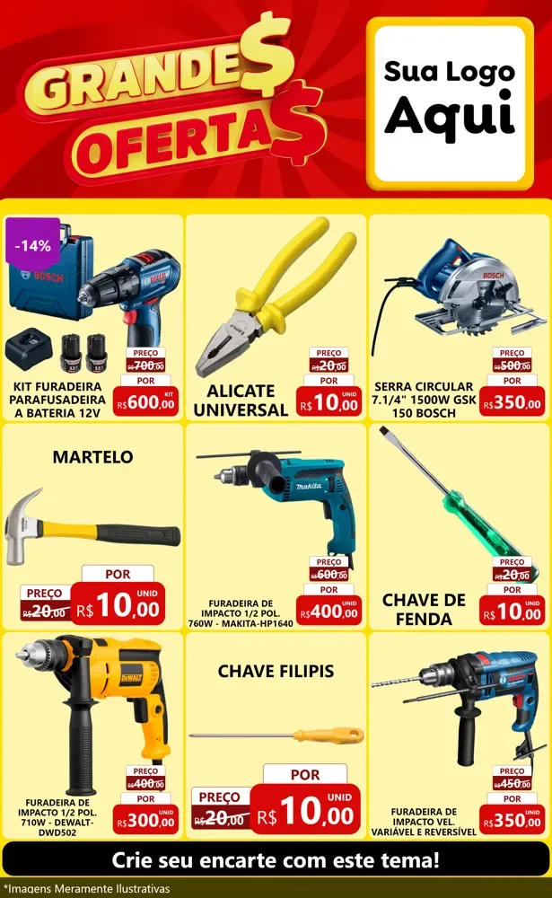 Modelo de Encarte para Encarte Grande com o tema Grandes Ofertas para Maquinas e Ferramentas