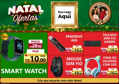 Modelo de Encarte para Encarte A4 Horizontal com o tema Natal de Ofertas para Informática