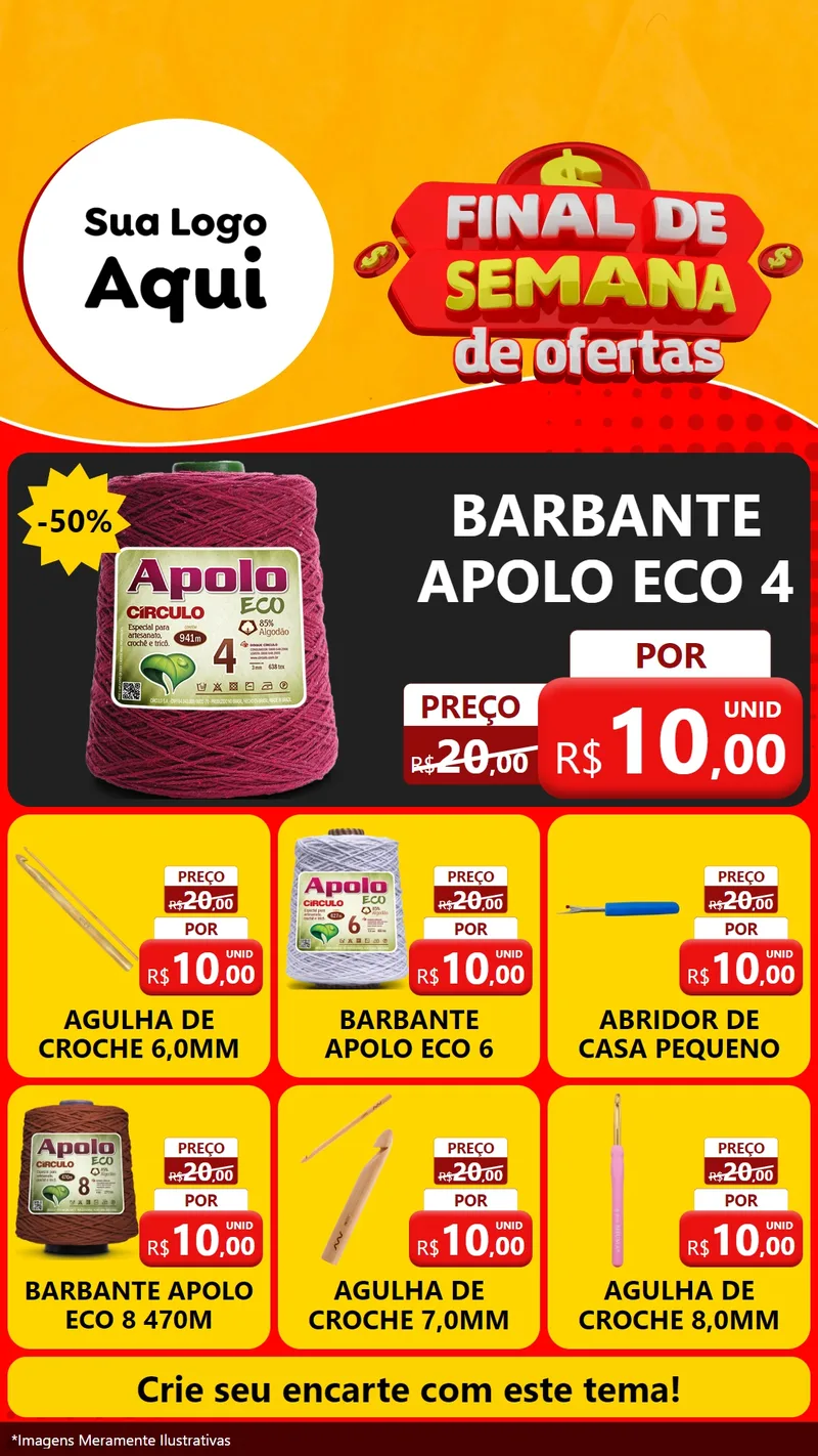 Modelo de Rede Social para Stories com o tema Final de Semana de Ofertas para Armarinho e Aviamentos