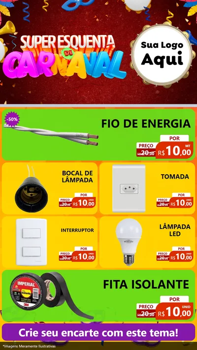 Modelo de TV para TV Vertical com o tema Super Esquenta de Carnaval para Materiais Elétricos