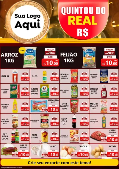 Modelo de Encarte para Encarte A4 Vertical com o tema Quintou do Real para Supermercado