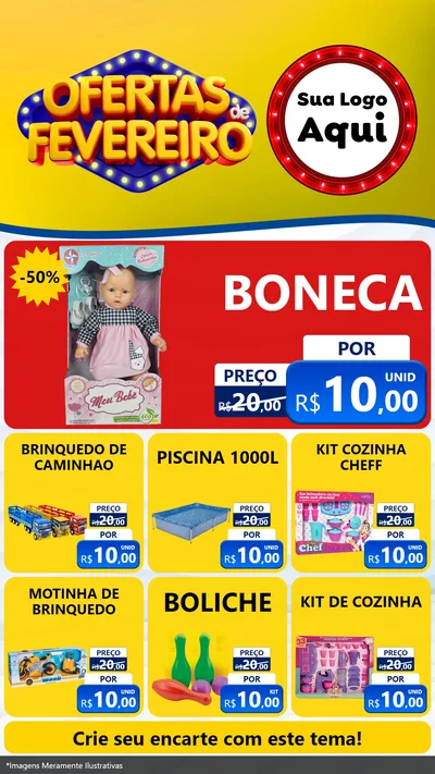 Modelo de Rede Social para Stories com o tema Ofertas de Fevereiro para Brinquedos