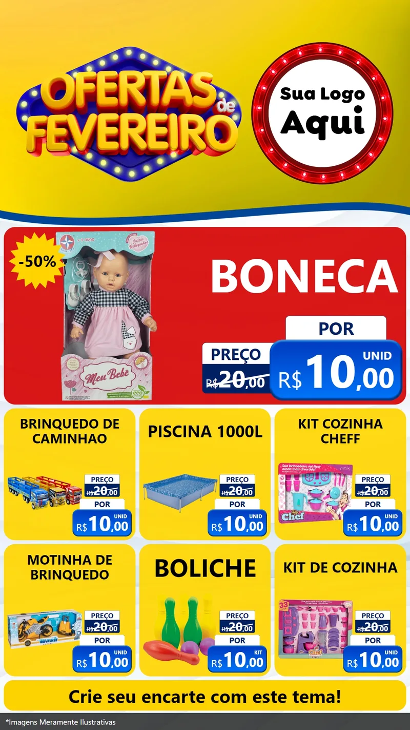 Modelo de Rede Social para Stories com o tema Ofertas de Fevereiro para Brinquedos