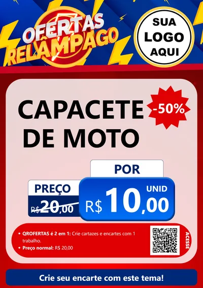 Modelo de Cartaz para Cartaz A4 Vertical com o tema Ofertas Relâmpago para Moto peças
