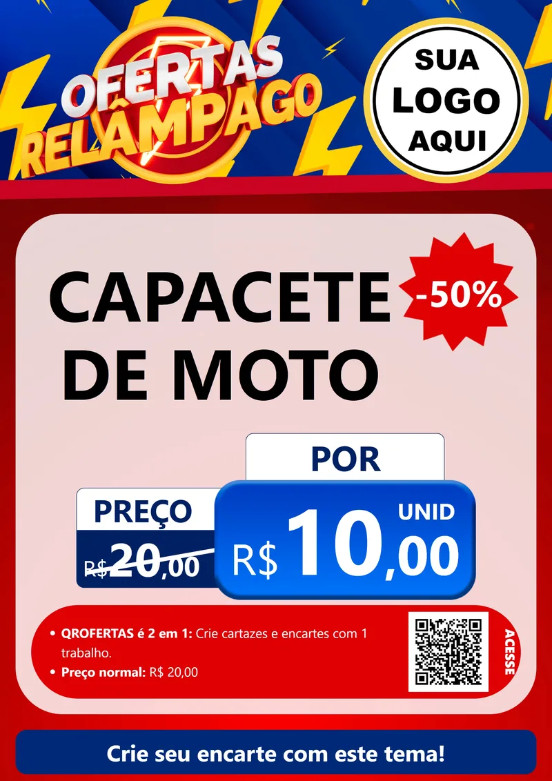 Modelo de Cartaz para Cartaz A4 Vertical com o tema Ofertas Relâmpago para Moto peças