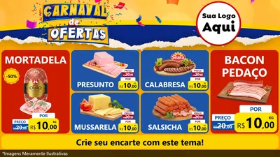 Modelo de TV para TV Horizontal com o tema Carnaval de Ofertas para Frios e Laticínios