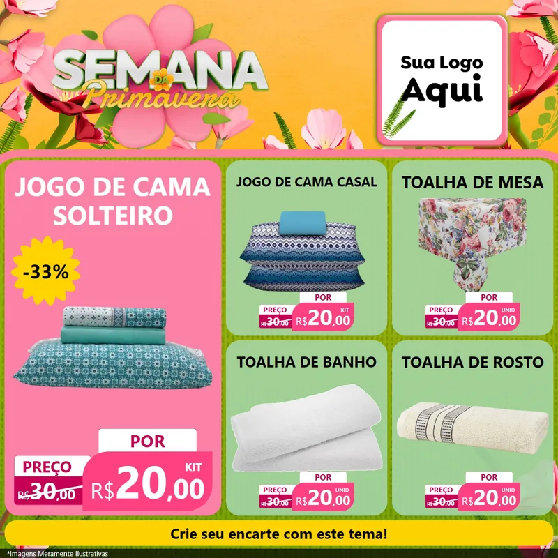Modelo de Rede Social para Feed Facebook com o tema Semana da Primavera para Cama, Mesa e Banho