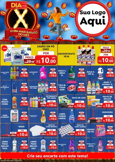 Modelo de Encarte para Encarte A4 Vertical com o tema Dia X - O Dia Mais Barato Do Mês para Produtos de Limpeza