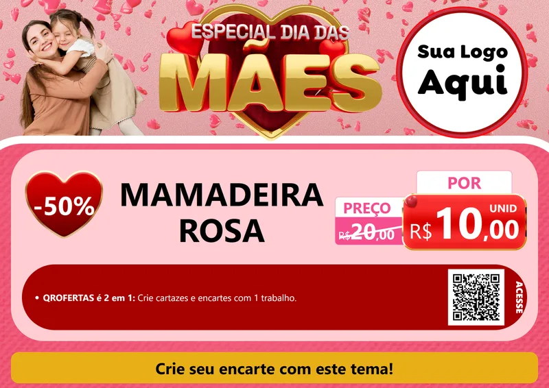 Modelo de Cartaz para Cartaz A4 Horizontal com o tema Especial Dia Das Mães para Bebês