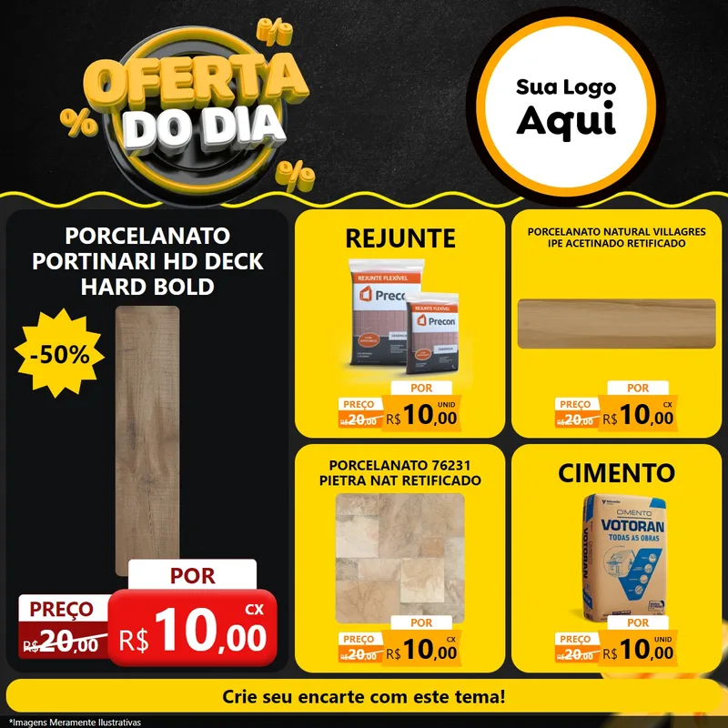 Modelo de Rede Social para Feed Facebook com o tema Oferta Do Dia para Pisos e revestimentos