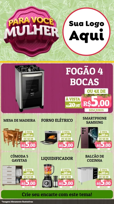 Modelo de Rede Social para Stories com o tema Para Você Mulher para Móveis e Eletro