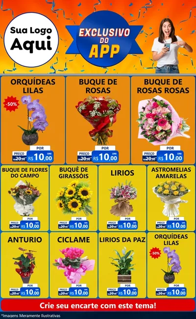 Modelo de Encarte para Encarte Grande com o tema Exclusivo do Aplicativo para Floricultura e jardim