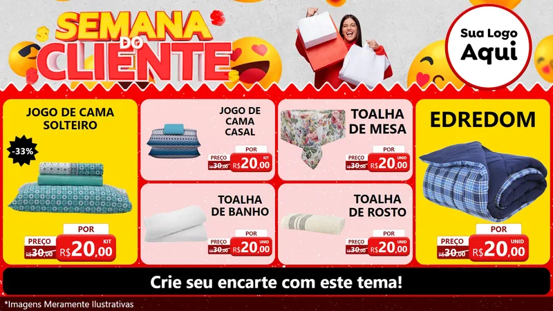 Modelo de TV para TV Horizontal com o tema Semana do Cliente para Cama, Mesa e Banho