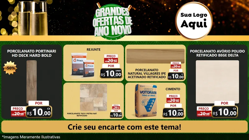 Modelo de TV para TV Horizontal com o tema Grandes Ofertas de Ano Novo para Pisos e revestimentos
