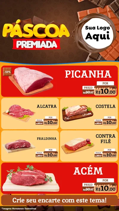 Modelo de TV para TV Vertical com o tema Páscoa Premiada para Açougue