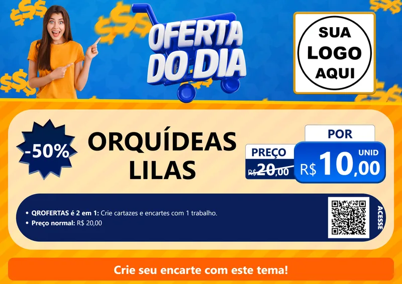 Modelo de Cartaz para Cartaz A4 Horizontal com o tema Oferta do Dia para Floricultura e jardim