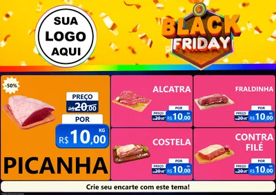 Modelo de Encarte para Encarte A4 Horizontal com o tema Black Friday para Açougue