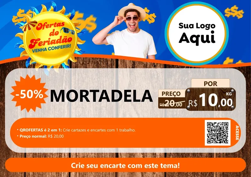 Modelo de Cartaz para Cartaz A4 Horizontal com o tema Ofertas do Feriadão para Frios e Laticínios