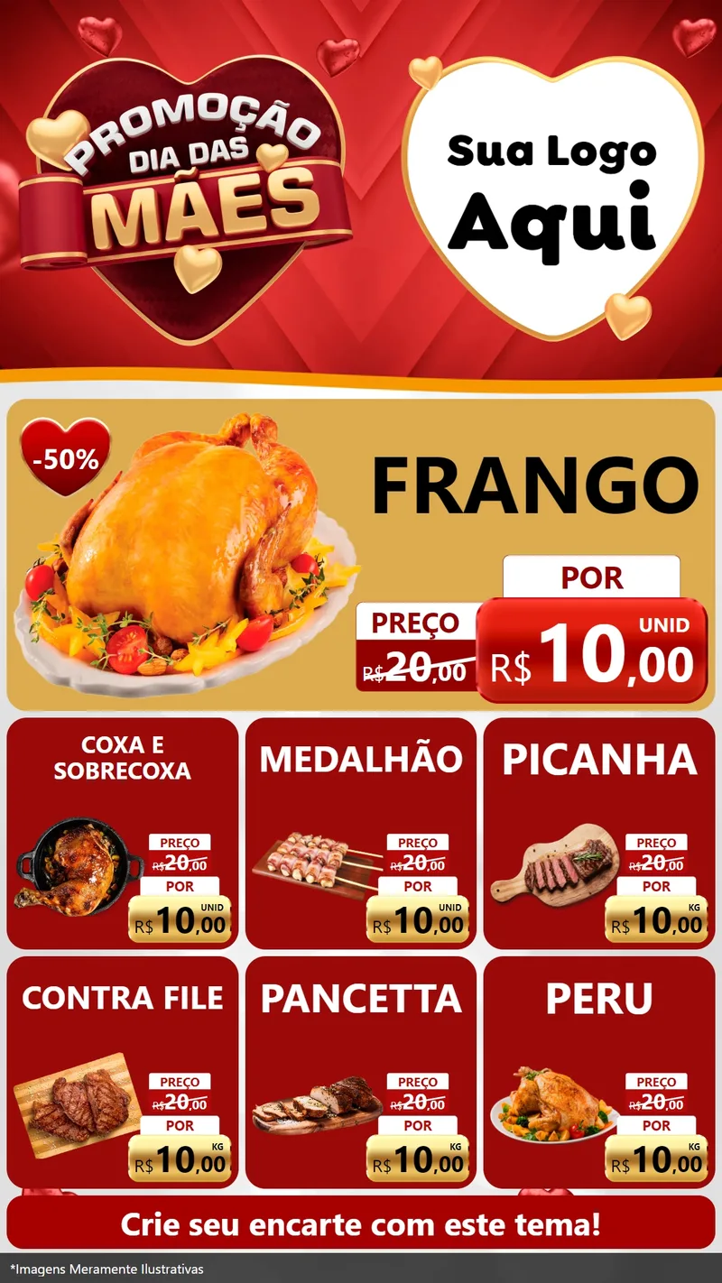 Modelo de Rede Social para Stories com o tema Promoção Dia das Mães para Assados