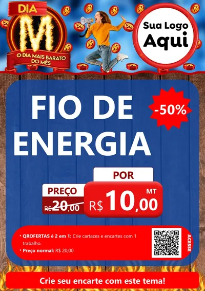 Modelo de Cartaz para Cartaz A4 Vertical com o tema Dia M - O Dia Mais Barato Do Mês para Materiais Elétricos