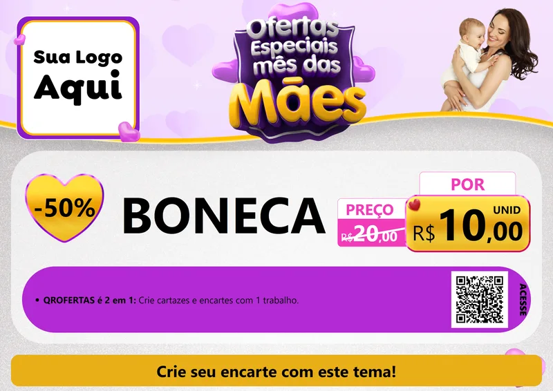 Modelo de Cartaz para Cartaz A4 Horizontal com o tema Ofertas Especiais - Mês das Mães para Brinquedos