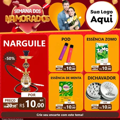 Modelo de Rede Social para Feed Facebook com o tema Semana dos Namorados para Tabacaria
