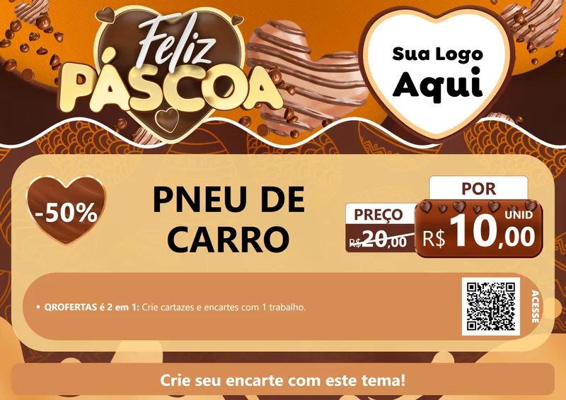 Modelo de Cartaz para Cartaz A4 Horizontal com o tema Feliz Páscoa para Auto peças