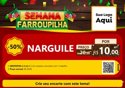 Modelo de Cartaz para Cartaz A4 Horizontal com o tema Semana Farroupilha para Tabacaria