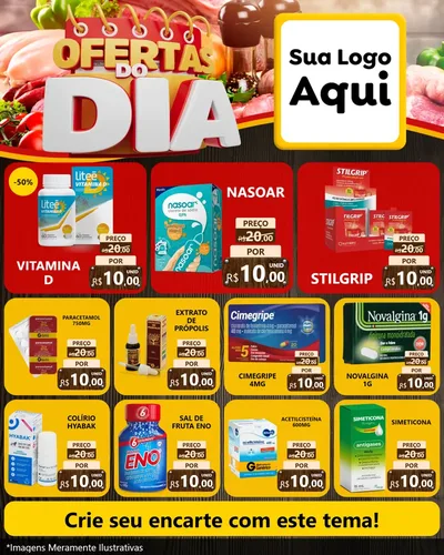 Modelo de Rede Social para Feed Instagram com o tema Ofertas do Dia para Farmácia