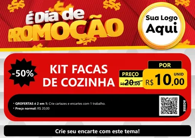 Modelo de Cartaz para Cartaz A4 Horizontal com o tema É Dia De Promoção para Utilidades Domésticas