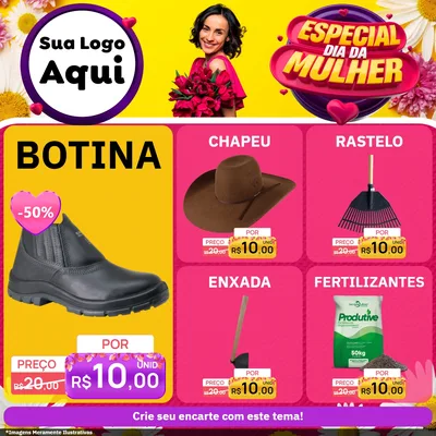 Modelo de Rede Social para Feed Facebook com o tema Especial Dia da Mulher para Agropecuária