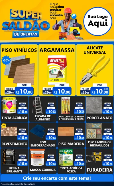 Modelo de Encarte para Encarte Grande com o tema Super Saldão de Ofertas para Material para Construção