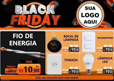 Modelo de Encarte para Encarte A4 Horizontal com o tema Black Friday para Materiais Elétricos
